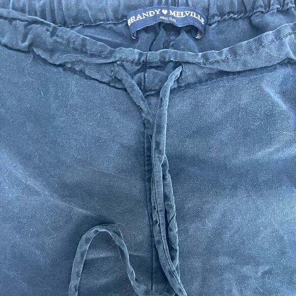 BRANDY MELVILLE CHARCOAL GRAY FADED BLACK COTTON DRAWSTRING SUMMER SHORTS OS S/M - Picture 8 of 9